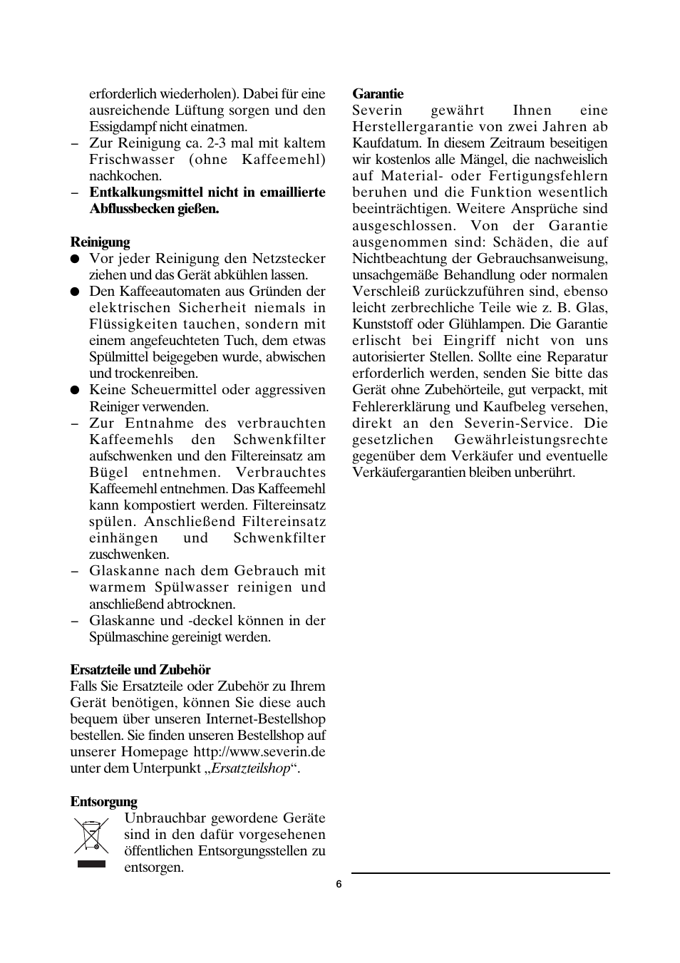 SEVERIN KA 4157 User Manual | Page 6 / 46