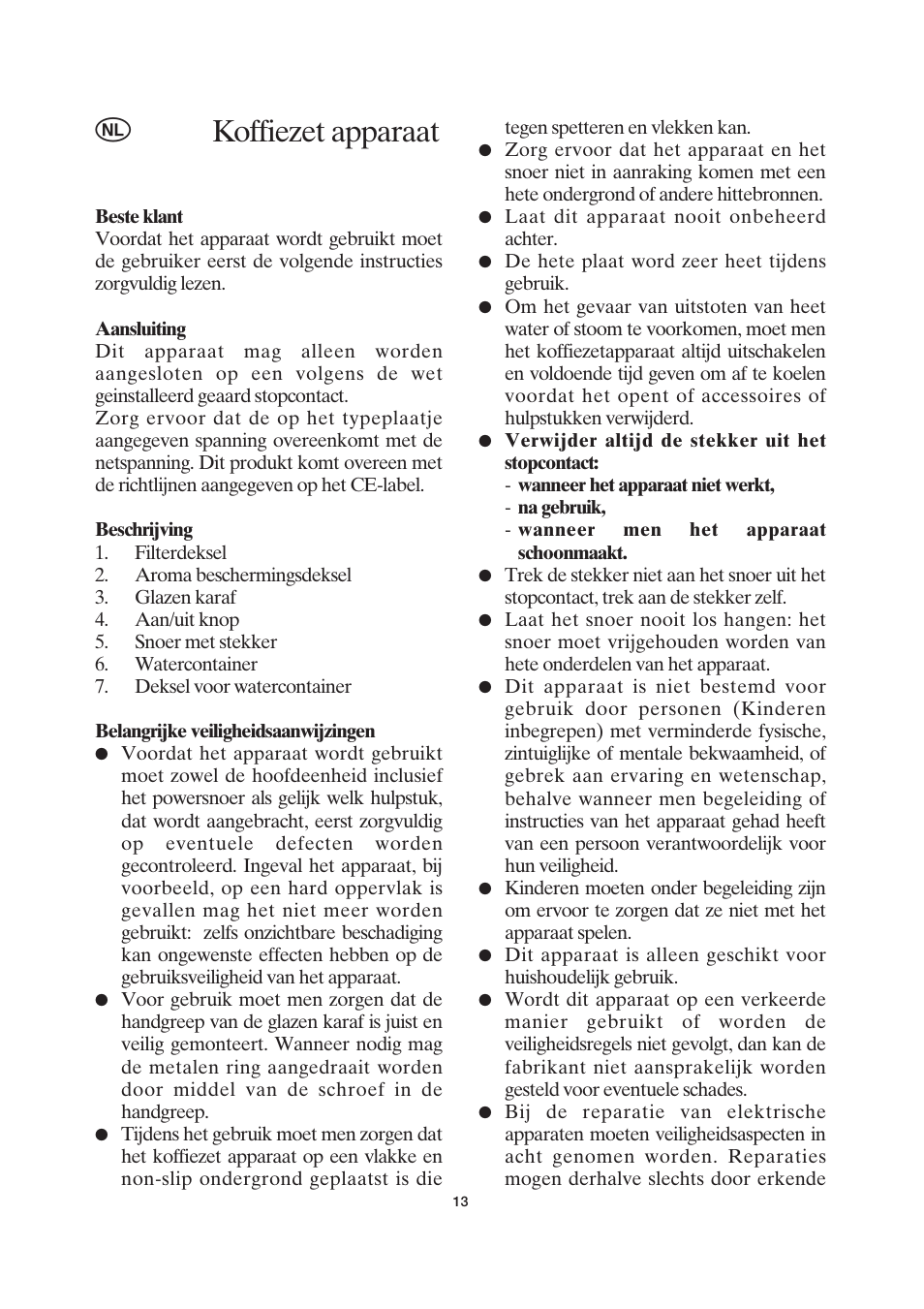Koffiezet apparaat | SEVERIN KA 4055 User Manual | Page 13 / 46