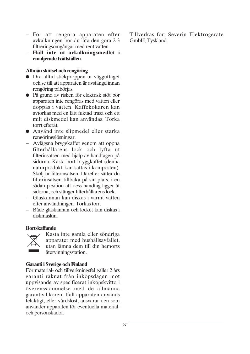 SEVERIN KA 4055 User Manual | Page 27 / 46