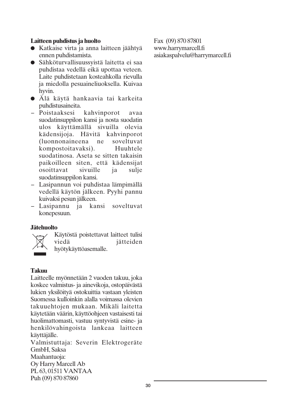 SEVERIN KA 4055 User Manual | Page 30 / 46