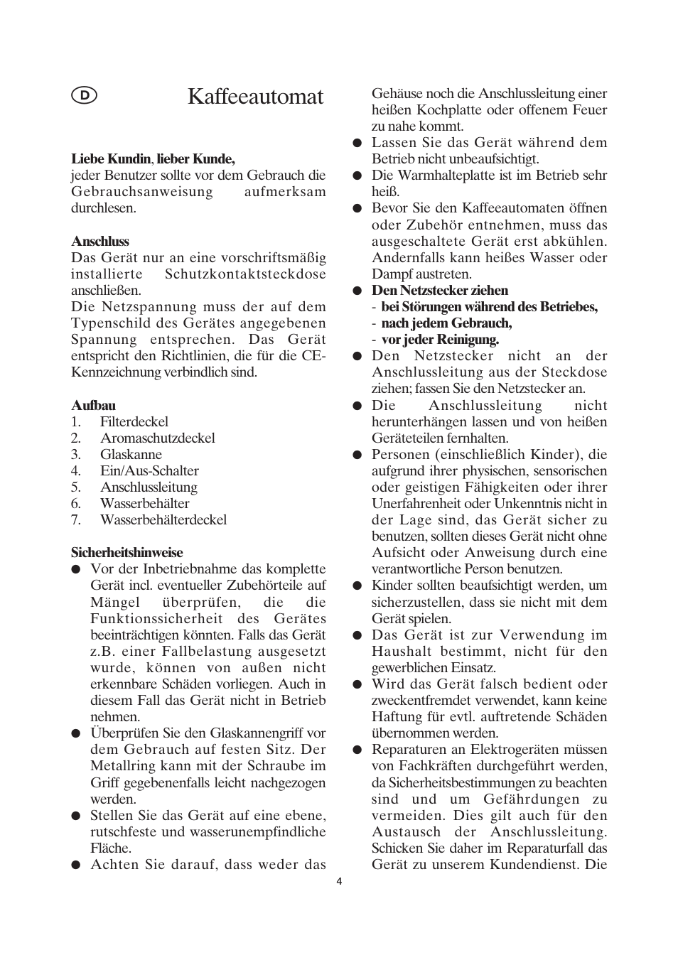 Kaffeeautomat | SEVERIN KA 4055 User Manual | Page 4 / 46