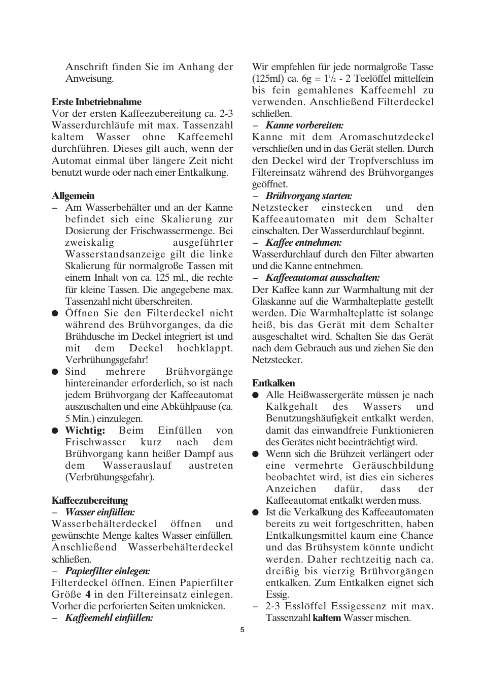 SEVERIN KA 4055 User Manual | Page 5 / 46