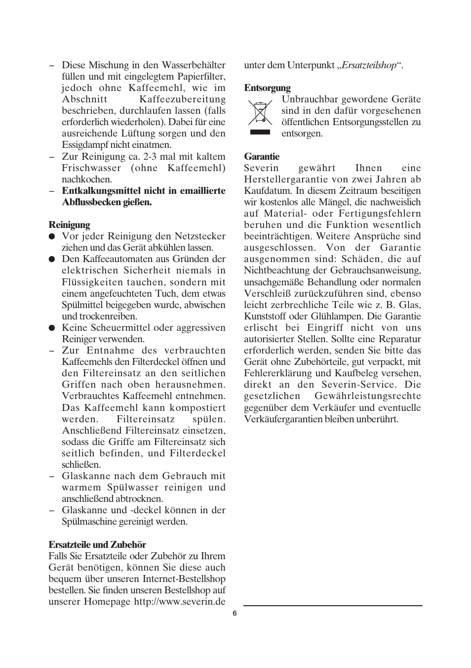 SEVERIN KA 4055 User Manual | Page 6 / 46