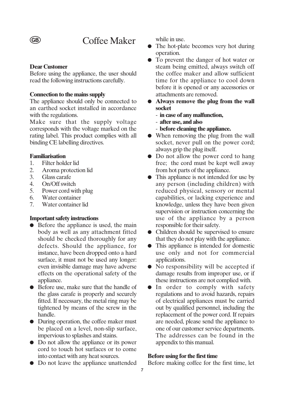 Coffee maker | SEVERIN KA 4055 User Manual | Page 7 / 46