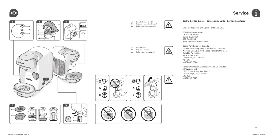 Service | Bosch TASSIMO T12 TAS1202 User Manual | Page 2 / 30