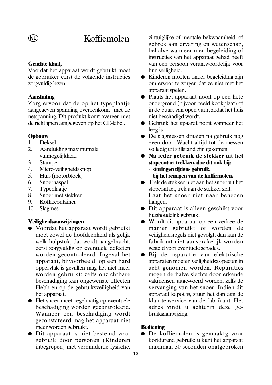 Koffiemolen | SEVERIN KM 3872 User Manual | Page 10 / 34