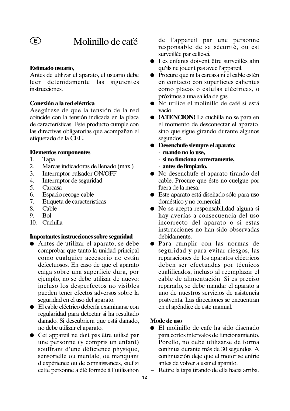 Molinillo de café | SEVERIN KM 3872 User Manual | Page 12 / 34