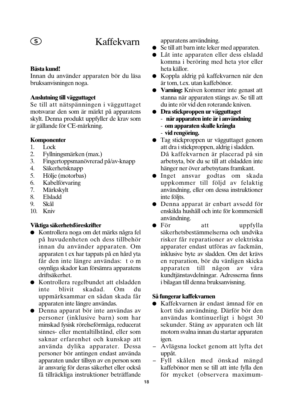 Kaffekvarn | SEVERIN KM 3872 User Manual | Page 18 / 34