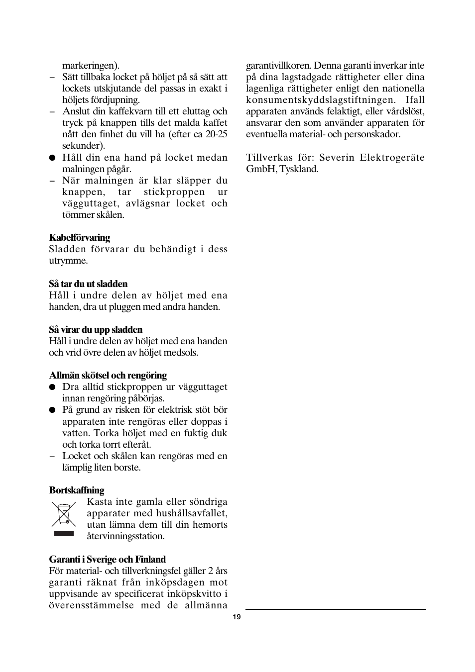 SEVERIN KM 3872 User Manual | Page 19 / 34