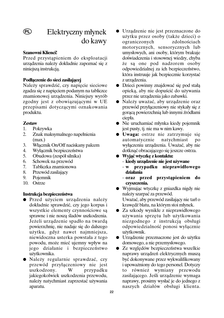 Elektryczny młynek do kawy | SEVERIN KM 3872 User Manual | Page 22 / 34