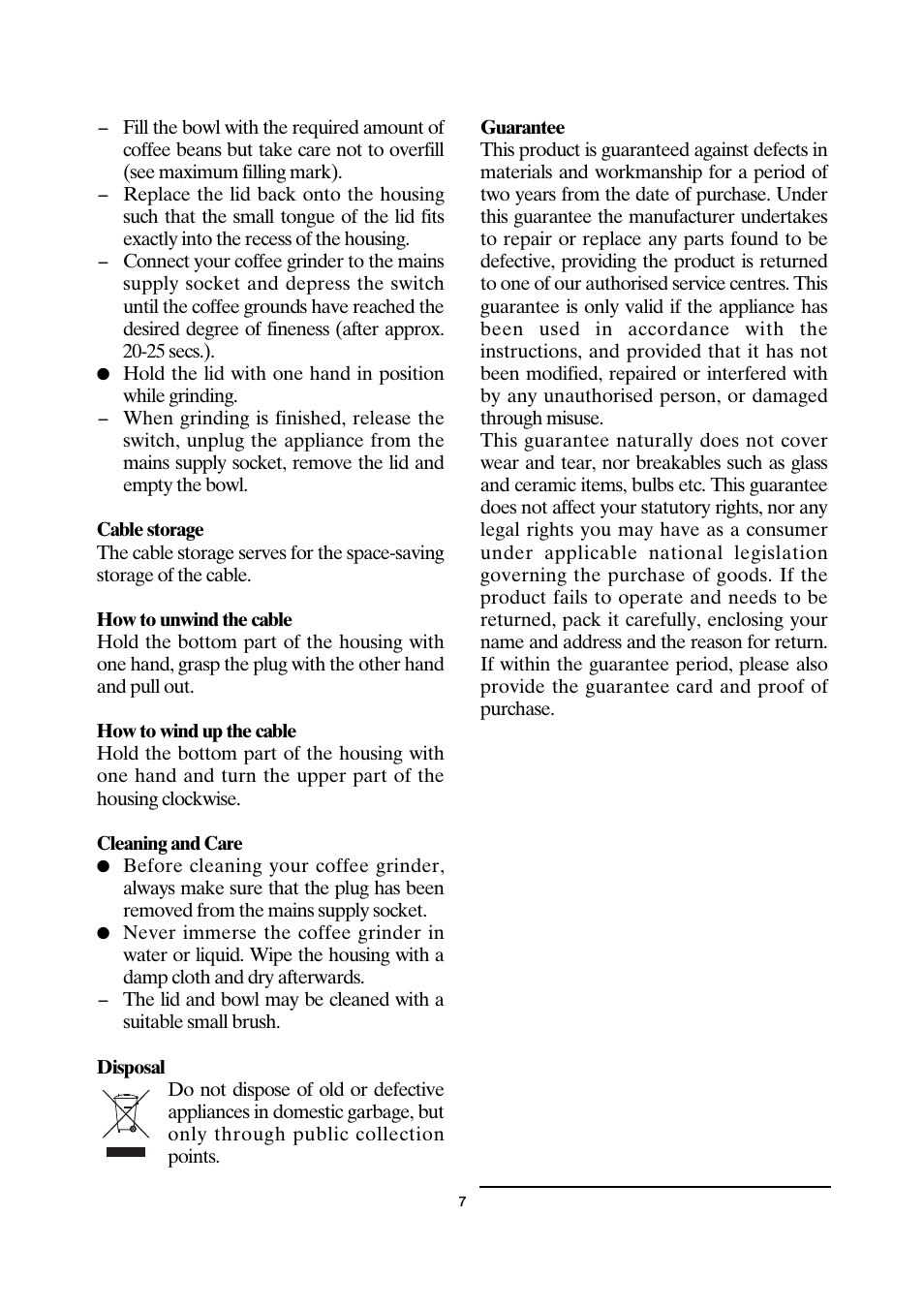 SEVERIN KM 3872 User Manual | Page 7 / 34