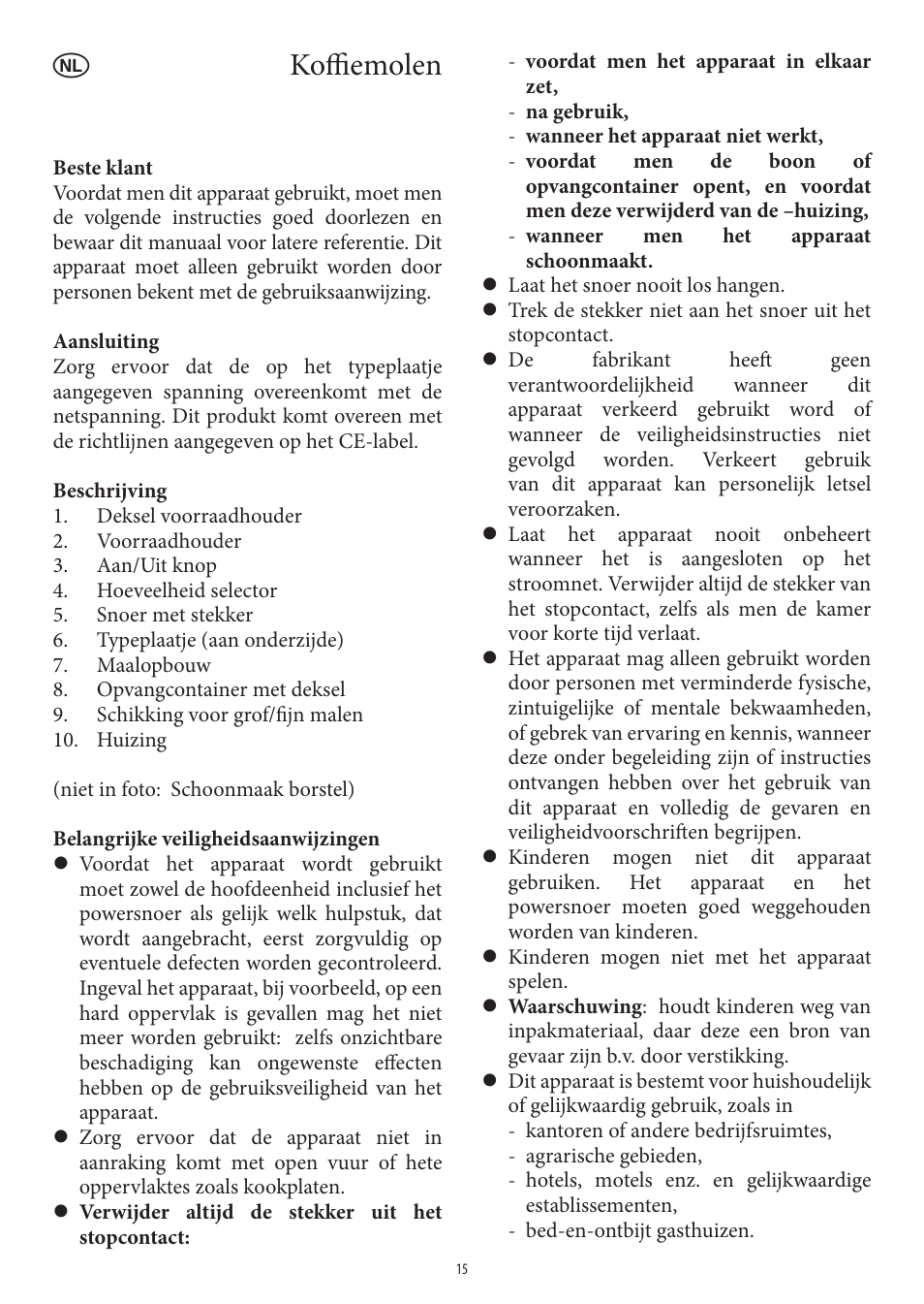 Koffi emolen | SEVERIN KM 3874 User Manual | Page 15 / 50