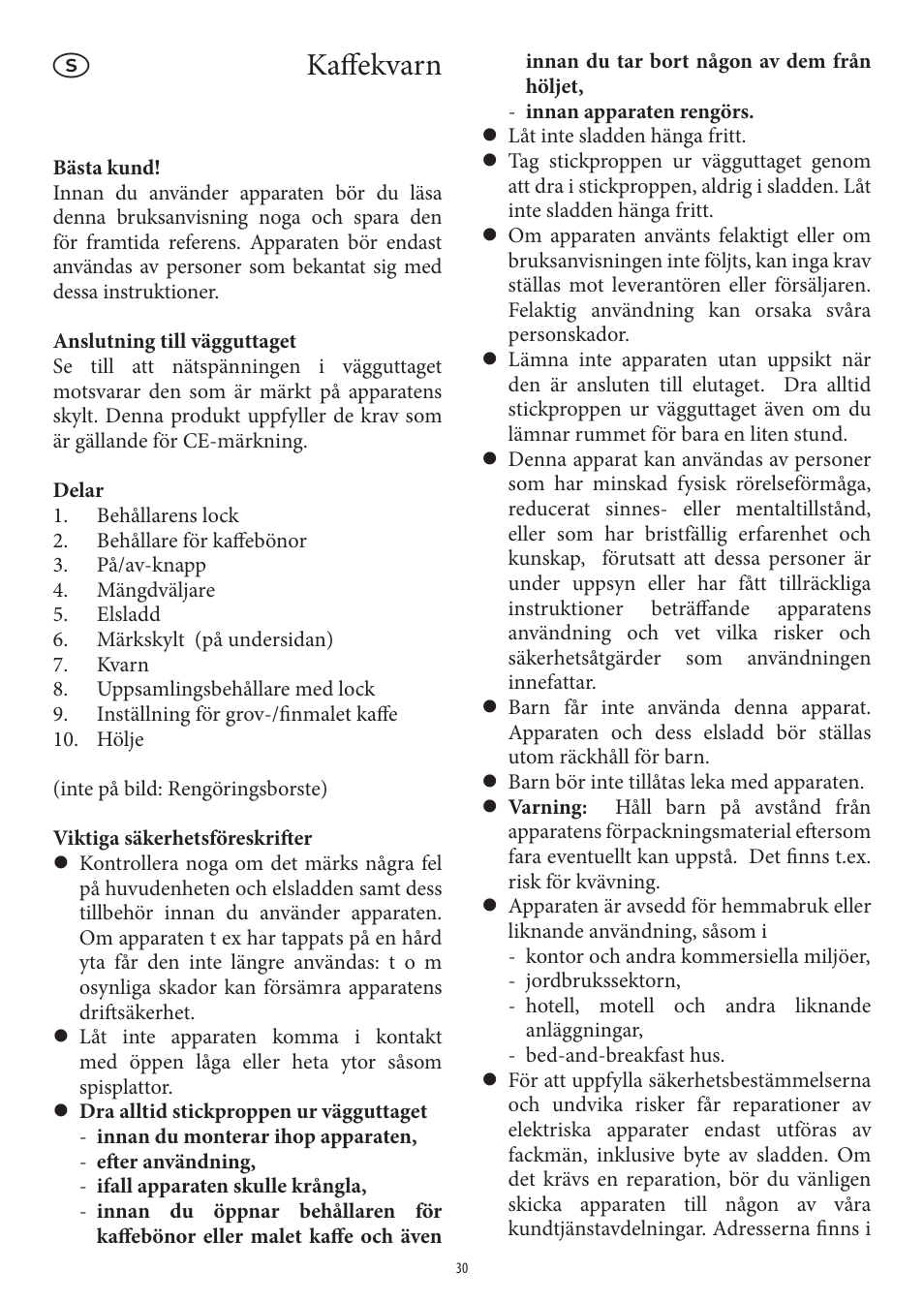 Kaff ekvarn | SEVERIN KM 3874 User Manual | Page 30 / 50