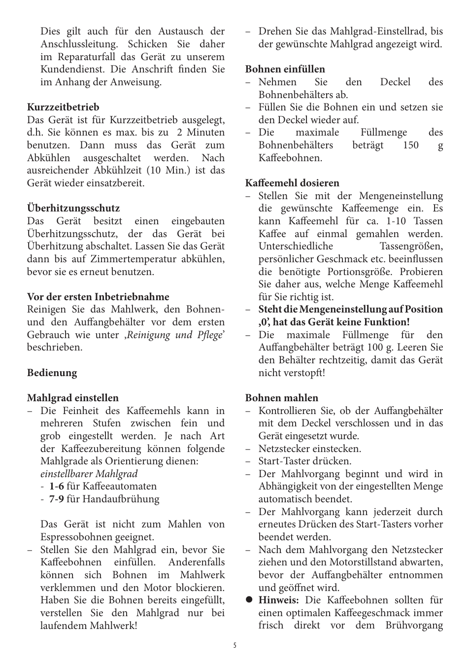 SEVERIN KM 3874 User Manual | Page 5 / 50
