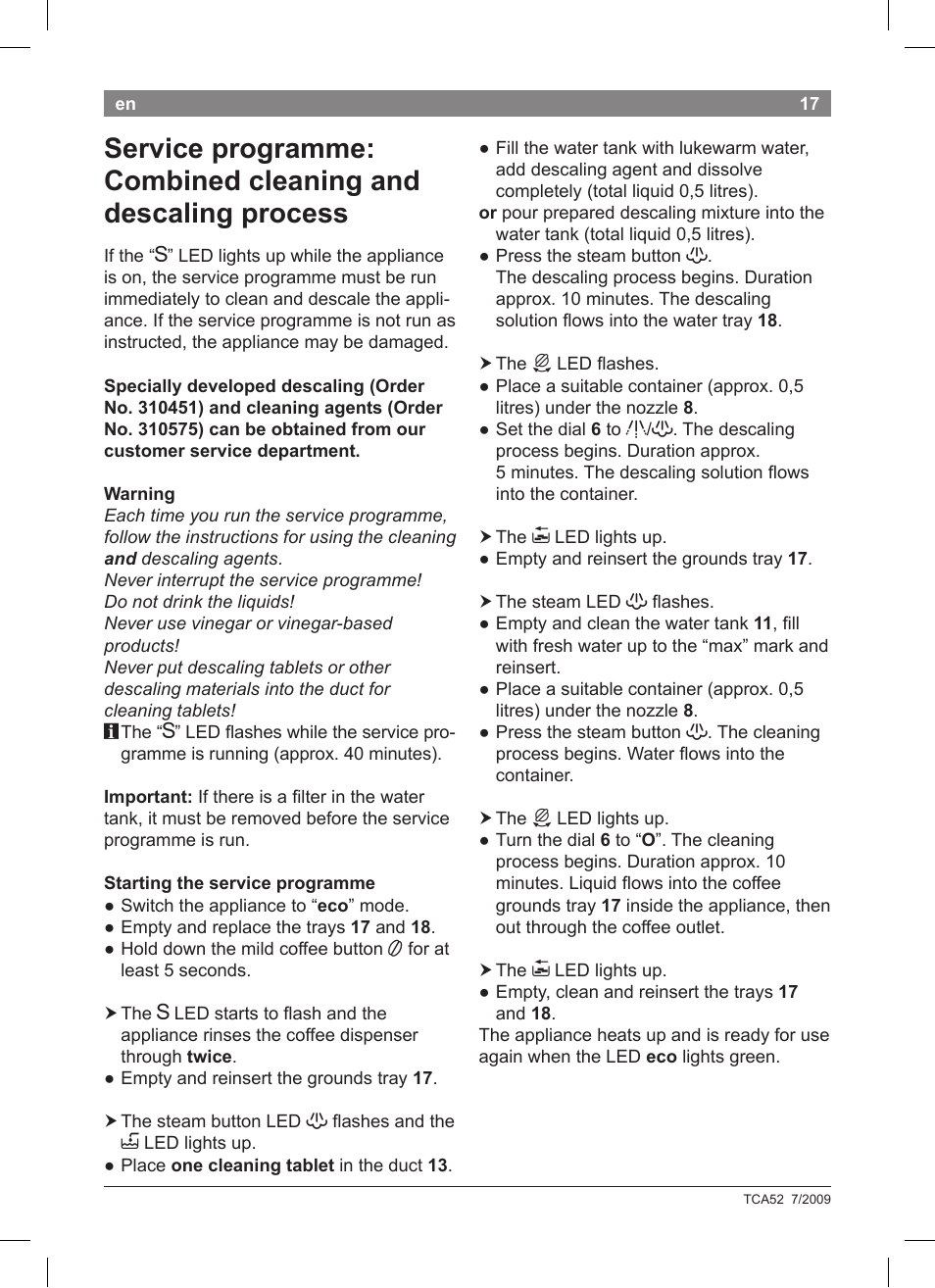 Bosch TCA 5201 User Manual | Page 21 / 100