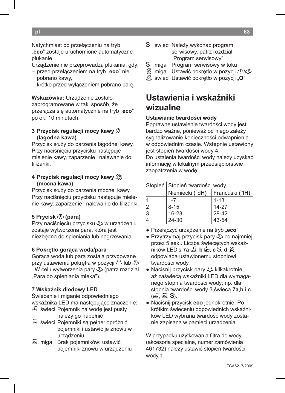 Ustawienia i wska niki wizualne | Bosch TCA 5201 User Manual | Page 87 / 100