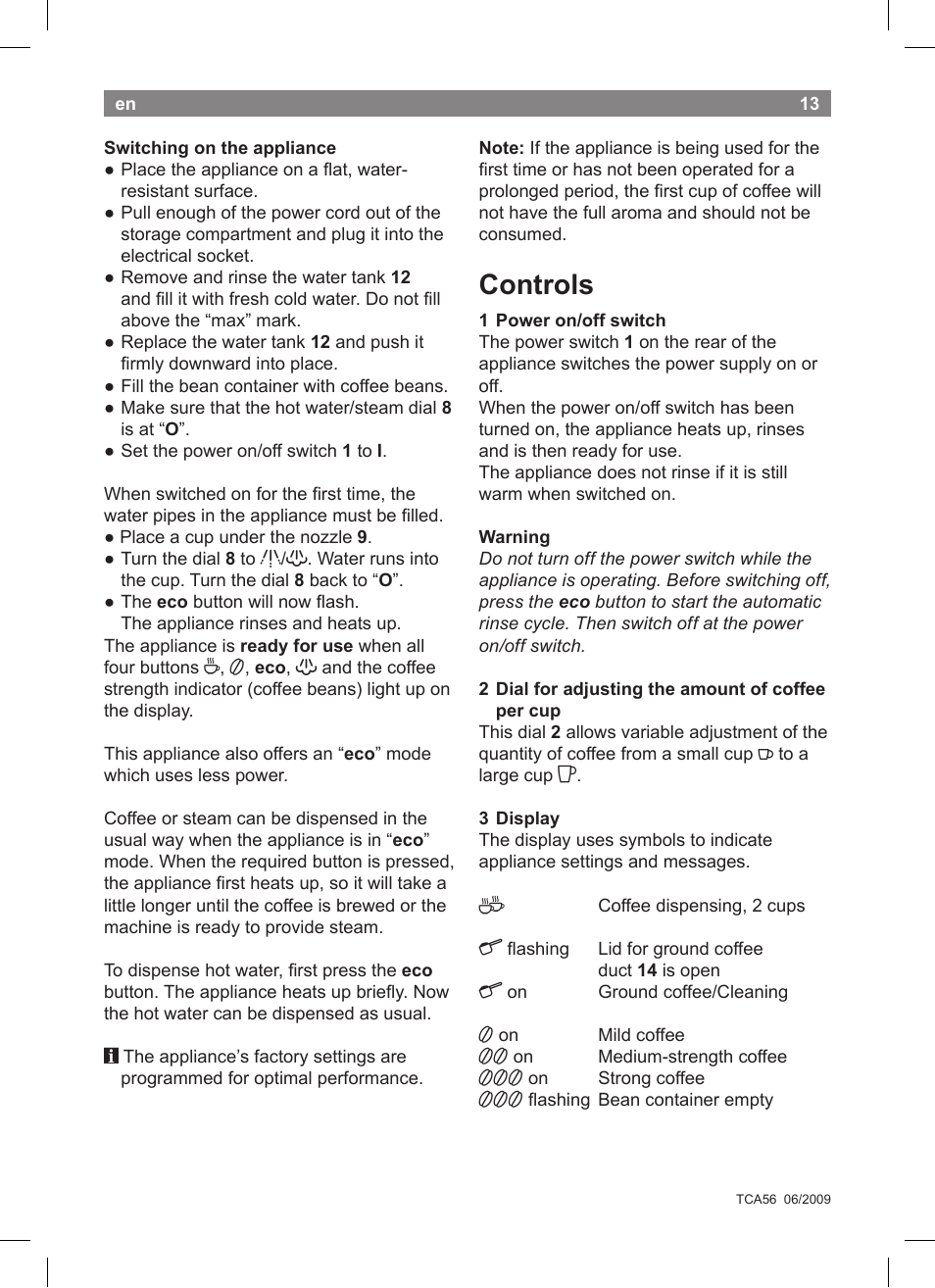 Controls | Bosch TCA5608 User Manual | Page 15 / 102