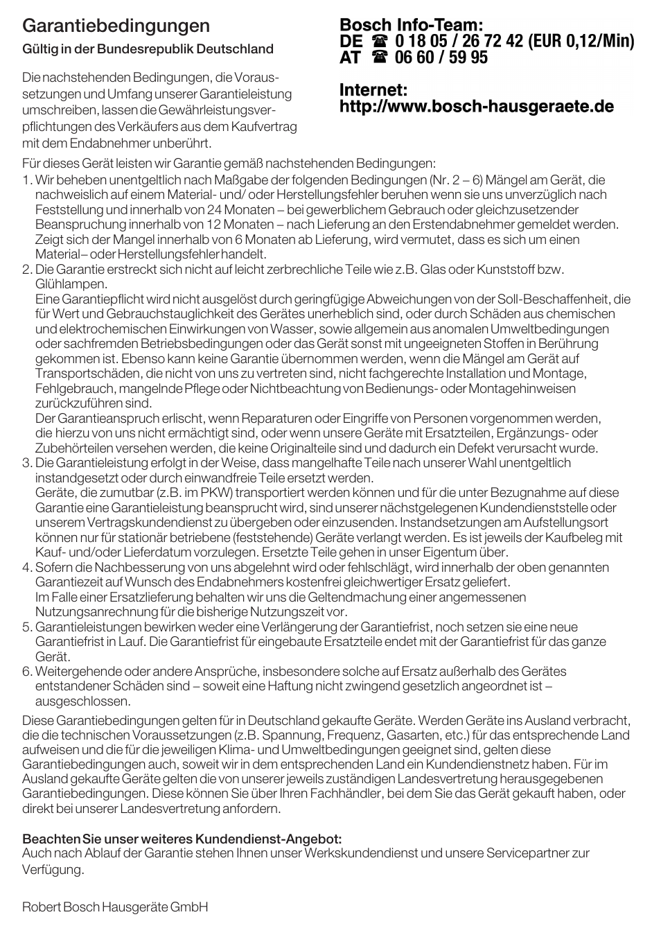 Garantiebedingungen | Bosch TCA-4101 User Manual | Page 76 / 86