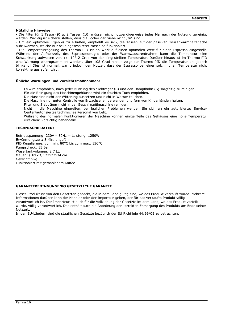 LELIT PL41PLUS User Manual | Page 16 / 24