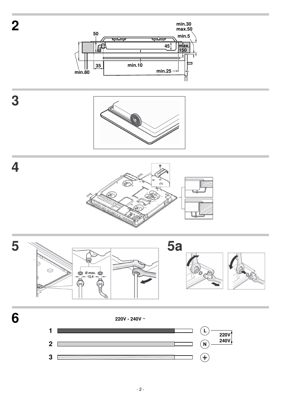 Bosch PCP615B80E Piano cottura 60 cm. inox-griglie smalt. acciaio inox User Manual | Page 2 / 25