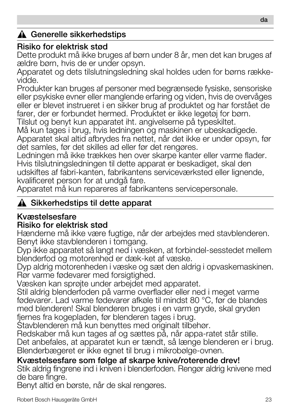 Bosch MSM66110 Mixeur plongeant blanc gris User Manual | Page 23 / 91