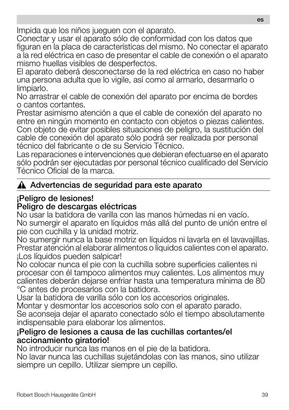 Bosch MSM66110 Mixeur plongeant blanc gris User Manual | Page 39 / 91