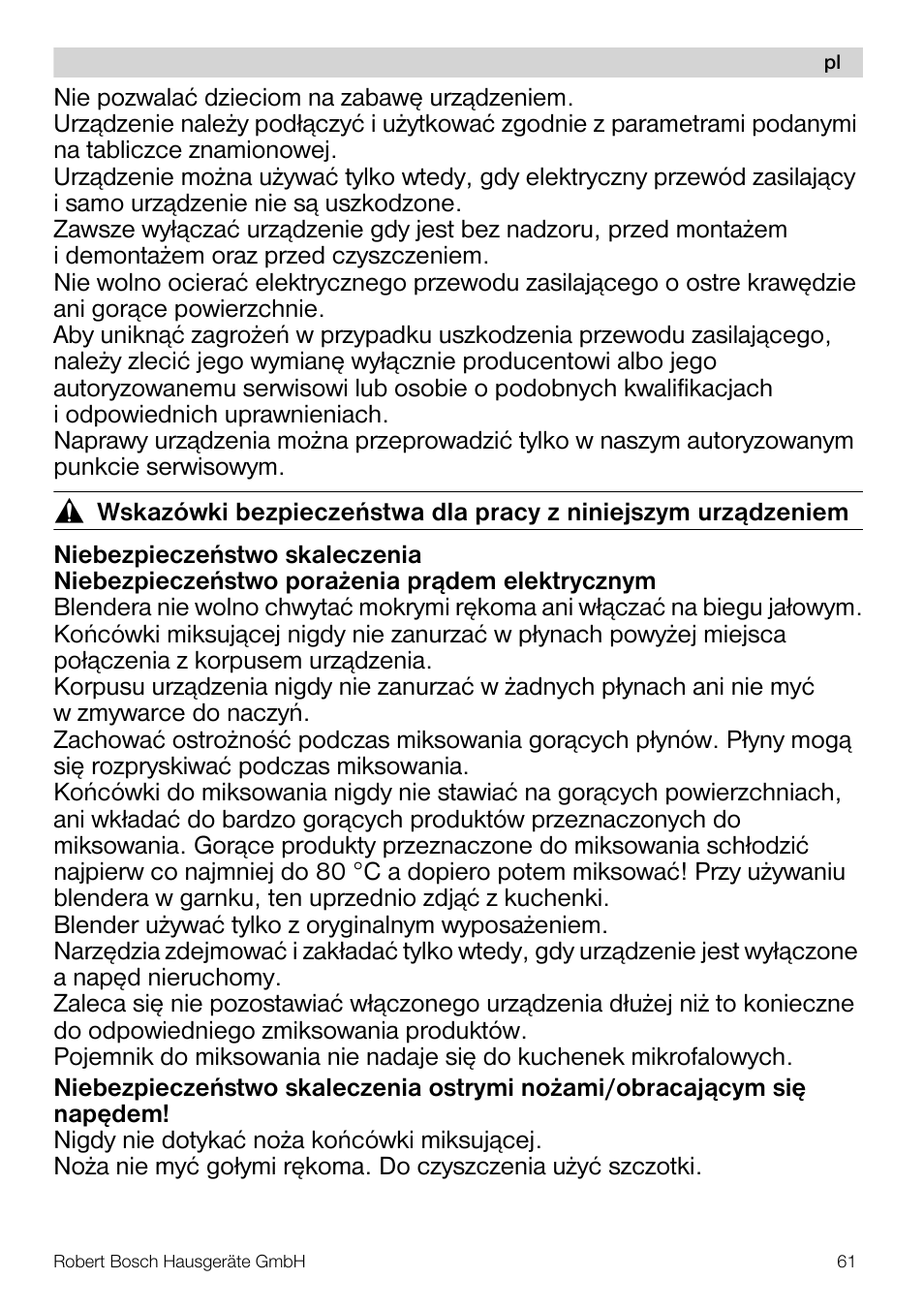 Bosch MSM66110 Mixeur plongeant blanc gris User Manual | Page 61 / 91