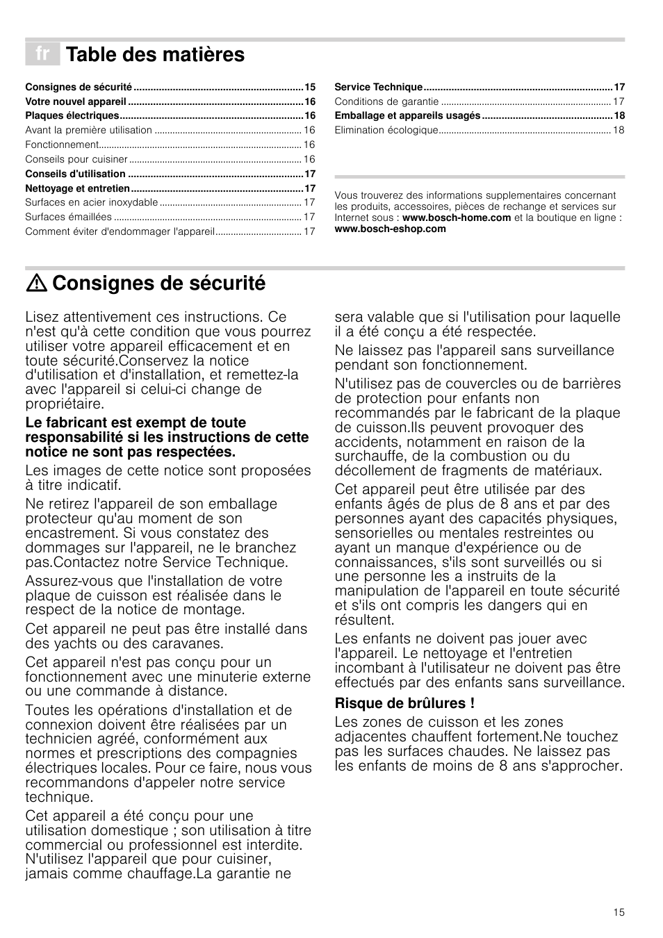 Bosch NCT615C01 Table électrique 60cm User Manual | Page 15 / 23