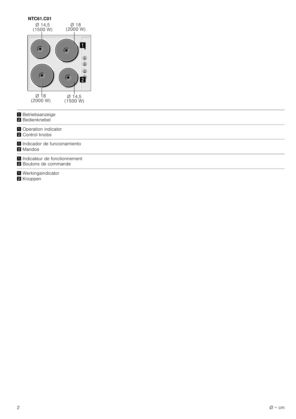 Bosch NCT615C01 Table électrique 60cm User Manual | Page 2 / 23