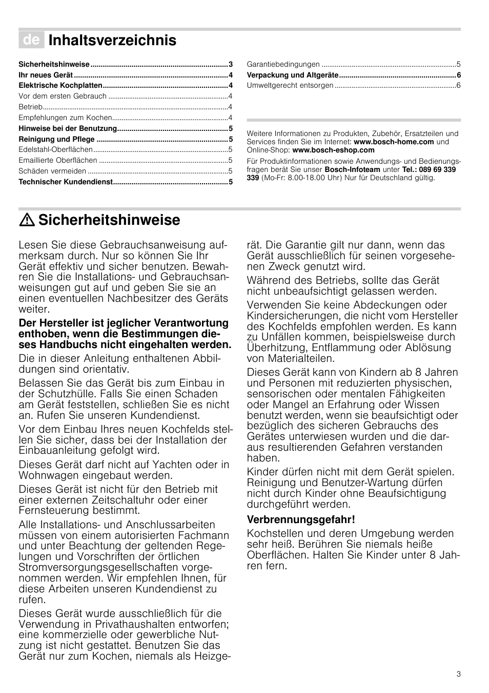 Bosch NCT615C01 Table électrique 60cm User Manual | Page 3 / 23