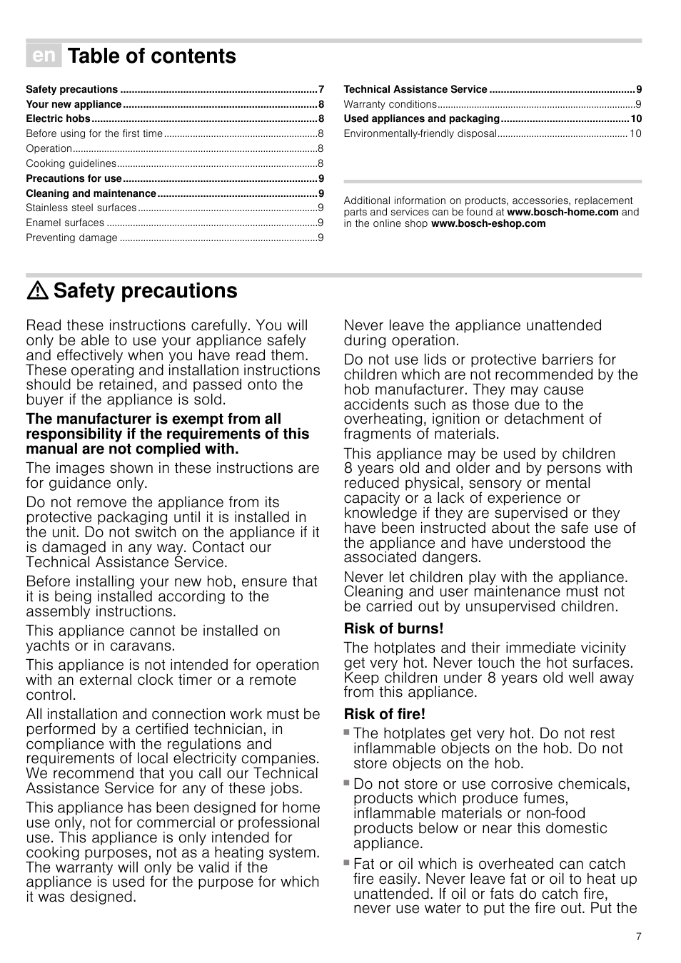 Bosch NCT615C01 Table électrique 60cm User Manual | Page 7 / 23