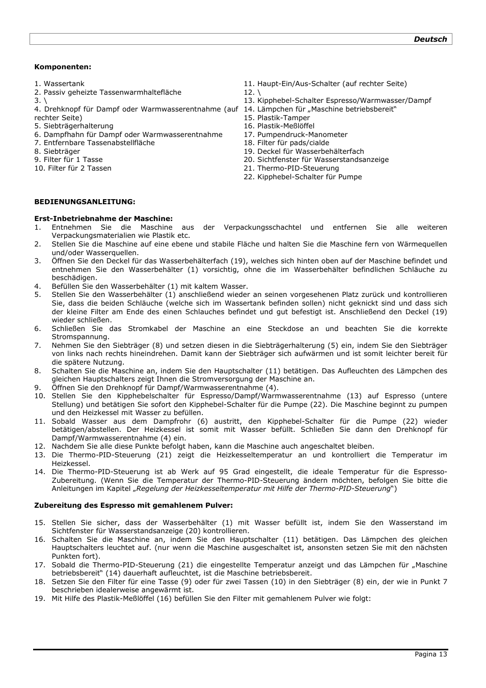 LELIT PL41TEM User Manual | Page 13 / 24