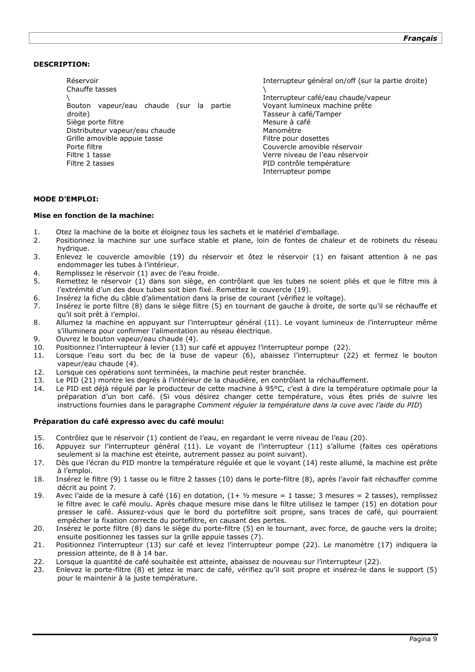 LELIT PL41TEM User Manual | Page 9 / 24