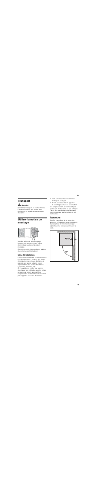 Transport, Utiliser la notice de montage, Lieu d’installation | Écart mural | Bosch KGN36SM30 Réfrigérateur-congélateur combiné Premium Luxe User Manual | Page 9 / 43