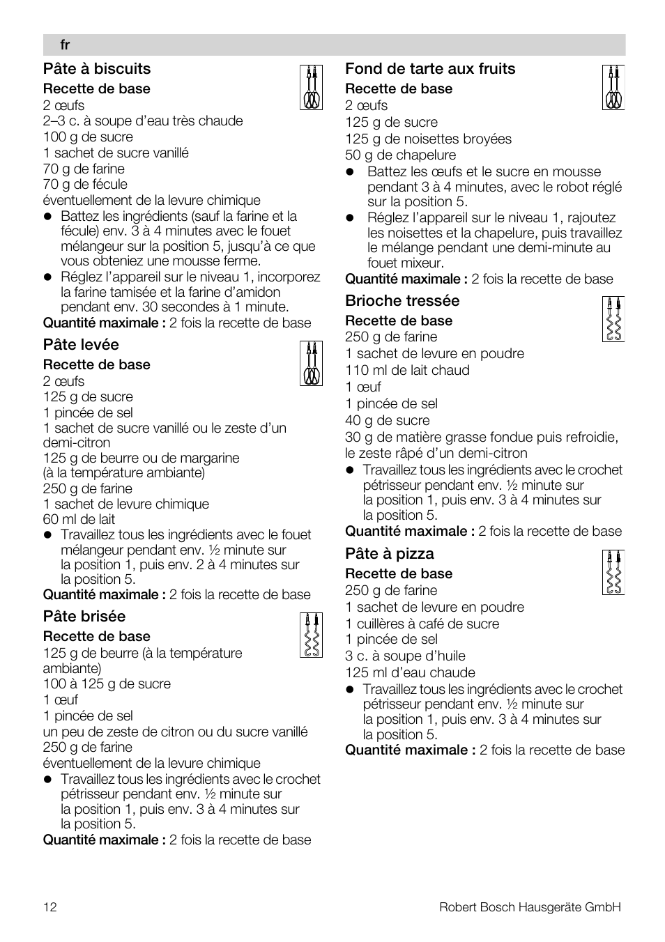 Bosch MFQ4020 Batteur blanc anthracite User Manual | Page 12 / 70