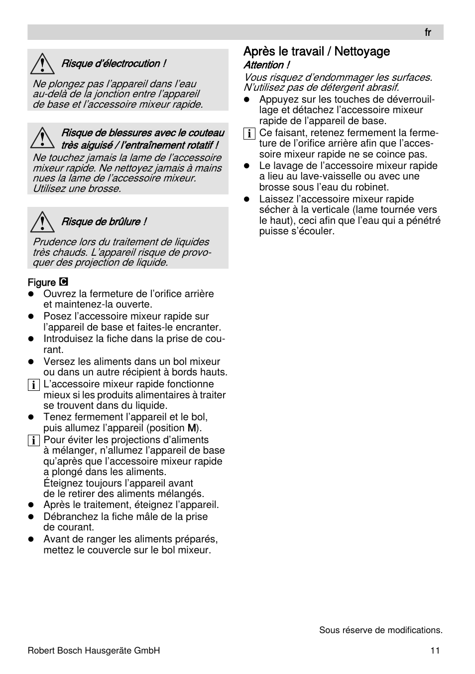 Après le travail / nettoyage | Bosch MFQ4070 Batteur blanc argent User Manual | Page 11 / 62