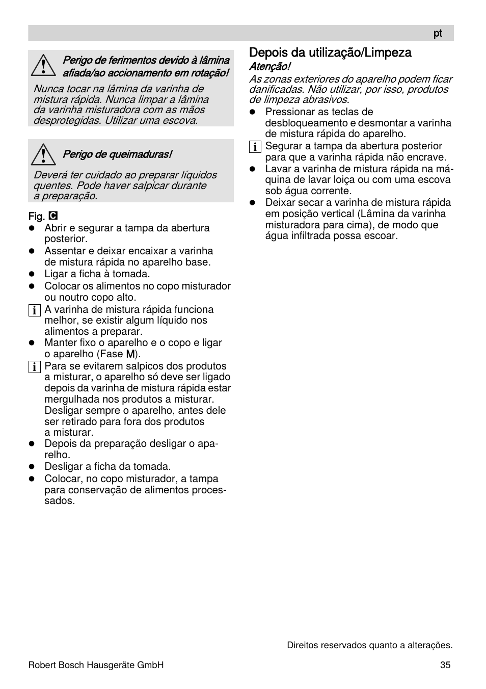 Depois da utilização/limpeza | Bosch MFQ4070 Batteur blanc argent User Manual | Page 35 / 62