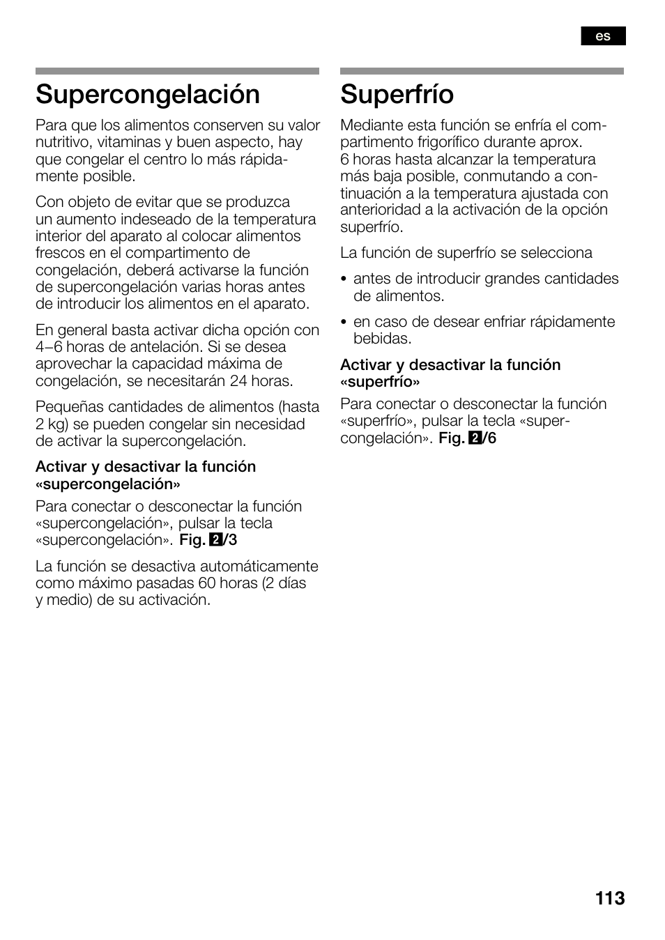 Supercongelación, Superfrío | Bosch KGN36SM30 Réfrigérateur-congélateur combiné Premium Luxe User Manual | Page 113 / 143