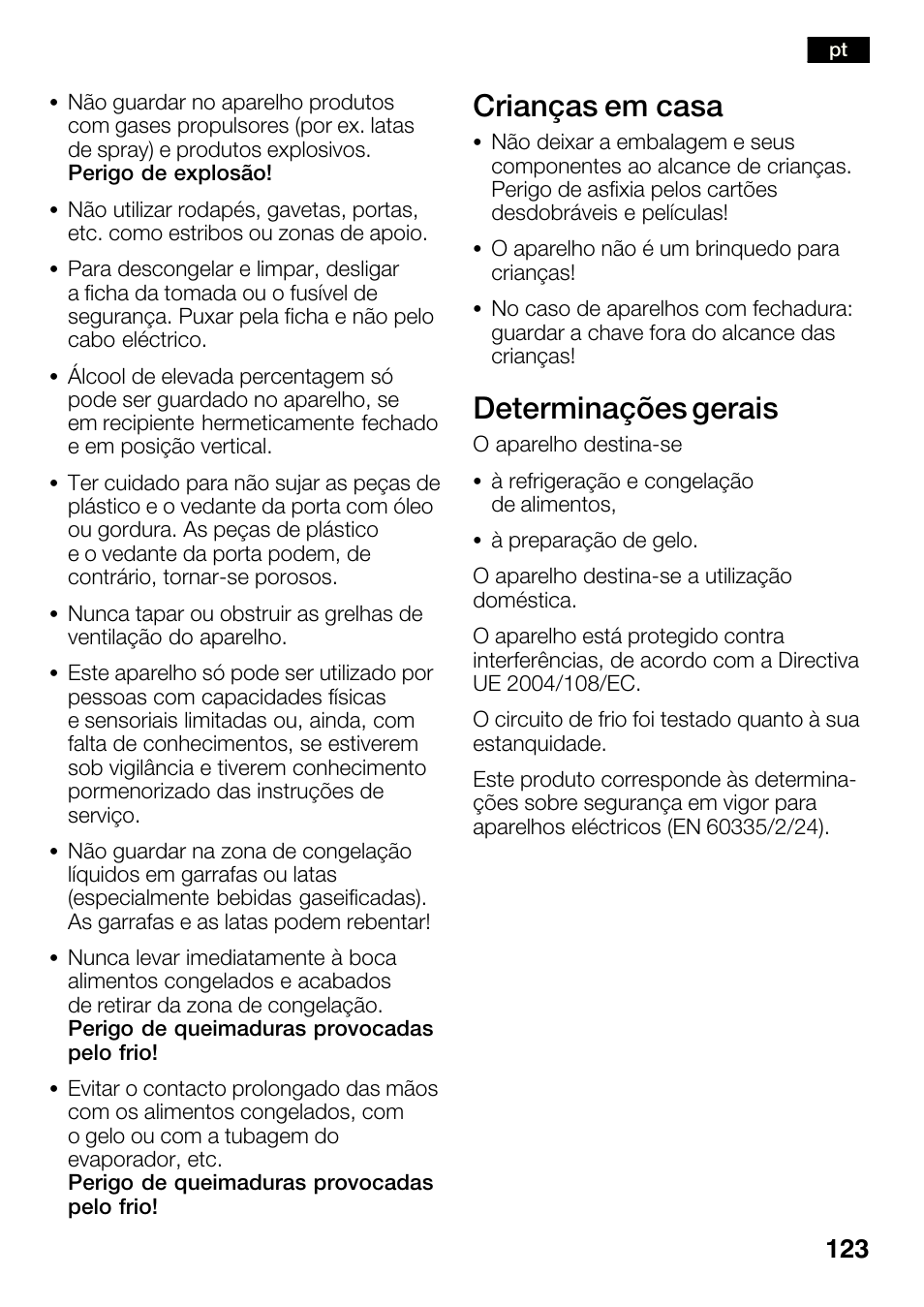 Crianças em casa, Determinações gerais | Bosch KGN36SM30 Réfrigérateur-congélateur combiné Premium Luxe User Manual | Page 123 / 143