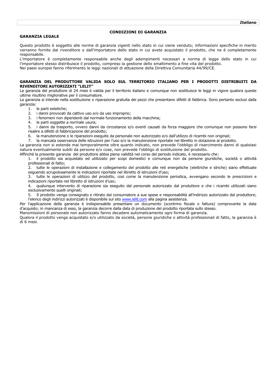 LELIT PL61 User Manual | Page 18 / 20
