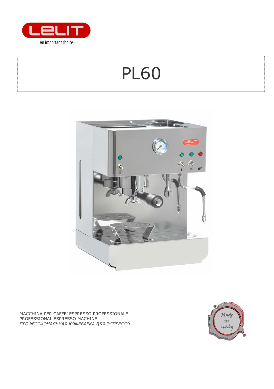 LELIT PL60 User Manual | 12 pages