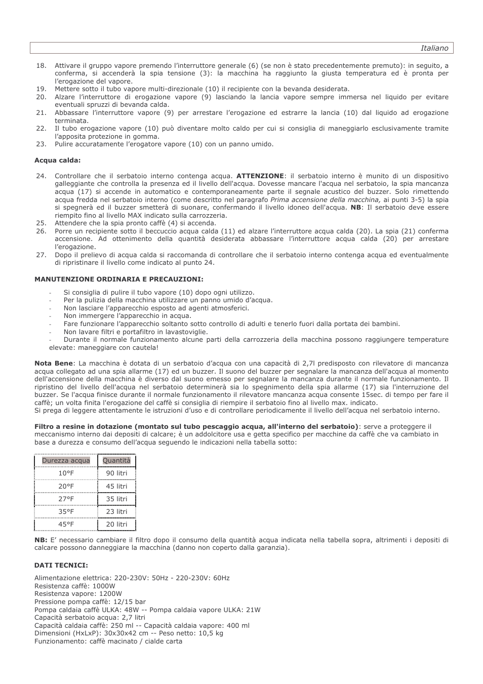 Manutenzione ordinaria e precauzioni | LELIT PL60 User Manual | Page 4 / 12