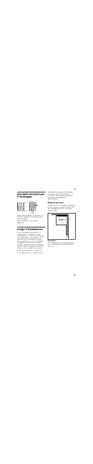 Uso delle istruzioni per il montaggio, Luogo d’installazione, Distanza dal muro | Bosch KGN36NL20 Réfrigérateur-congélateur combiné User Manual | Page 11 / 46