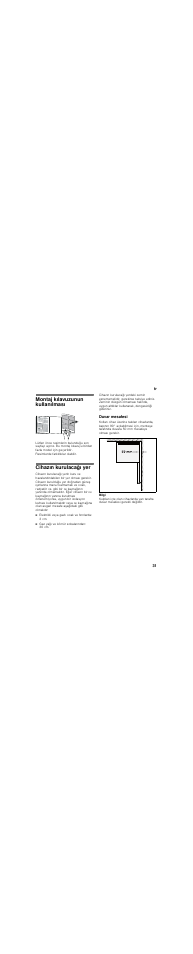 Tr içindekilertr montaj kılavuzu solo cihaz, Montaj kılavuzunun kullanılması, Cihazın kurulacağı yer | Duvar mesafesi | Bosch KGN36NL20 Réfrigérateur-congélateur combiné User Manual | Page 31 / 46