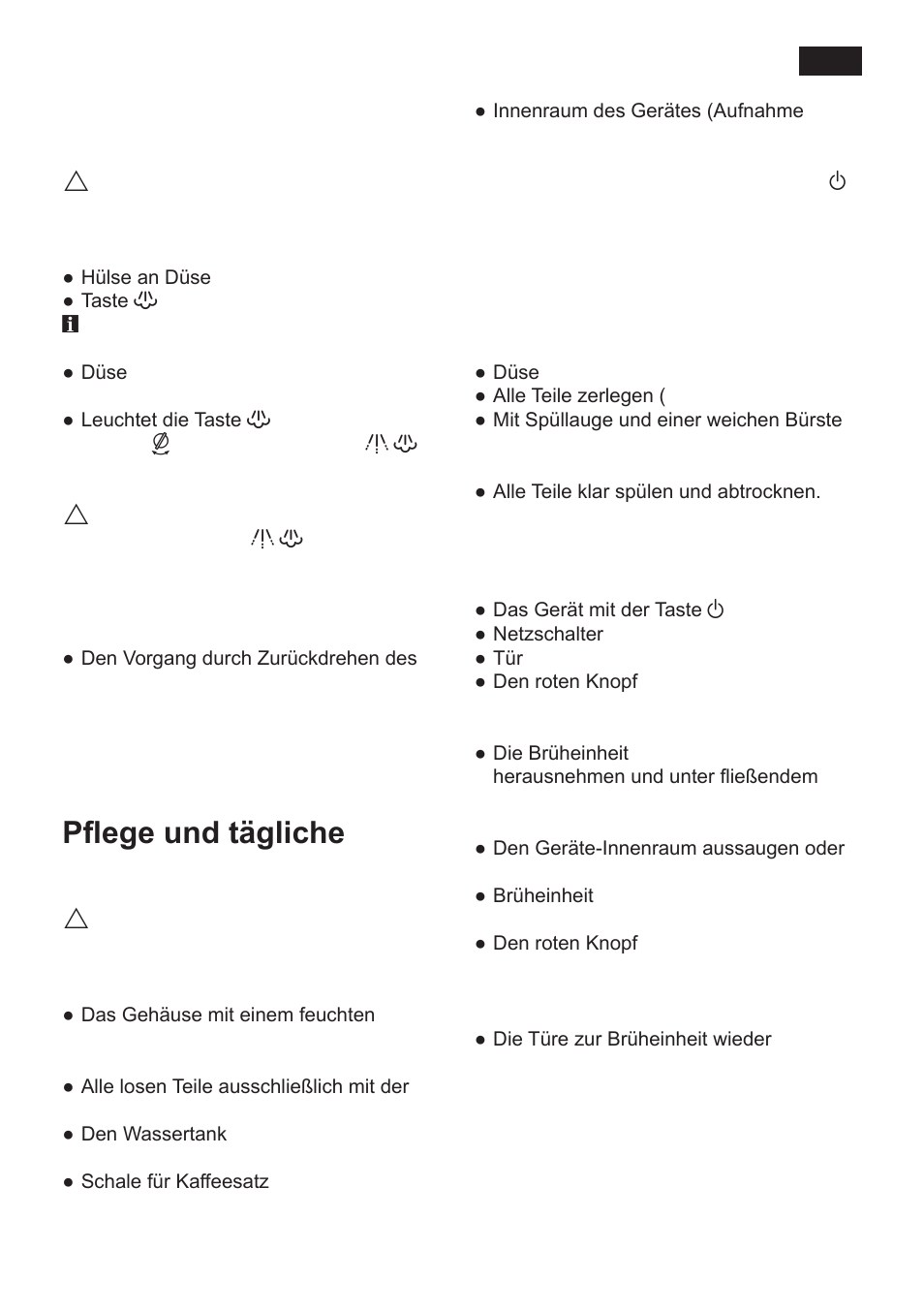 Dampf zum getränke erwärmen, Pflege und tägliche reinigung | Siemens TK 54001 User Manual | Page 11 / 93