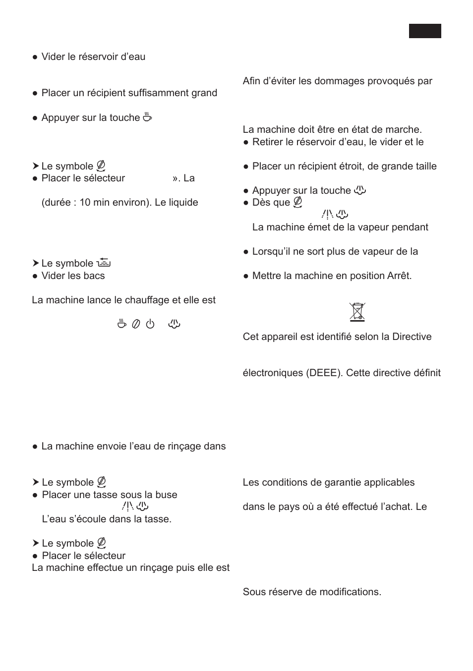 Protection contre le gel, Mise au rebut, Garantie | Siemens TK 54001 User Manual | Page 31 / 93