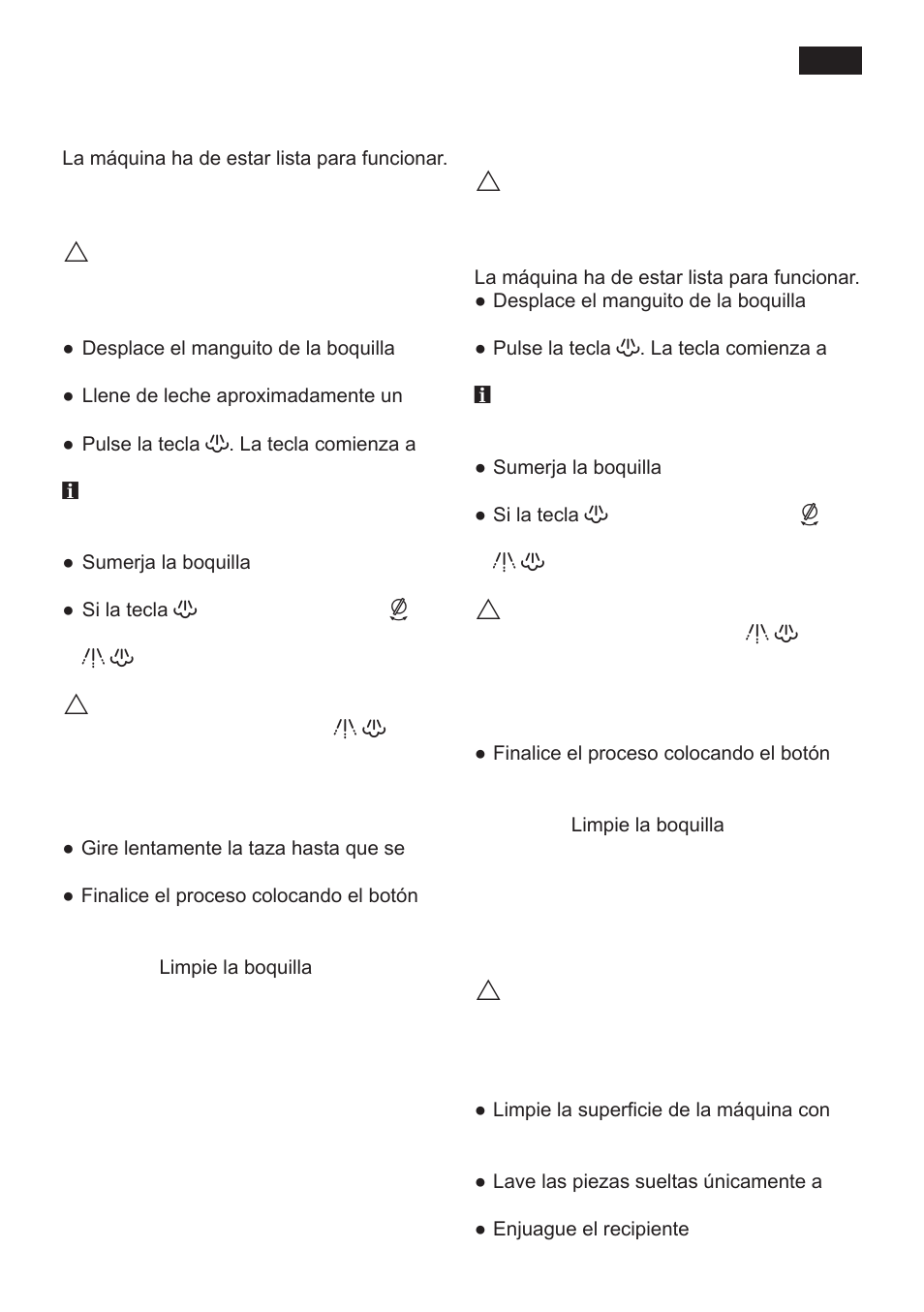 Vapor para espumar leche, Vapor para calentar bebidas, Cuidados y limpieza diaria | Siemens TK 54001 User Manual | Page 57 / 93