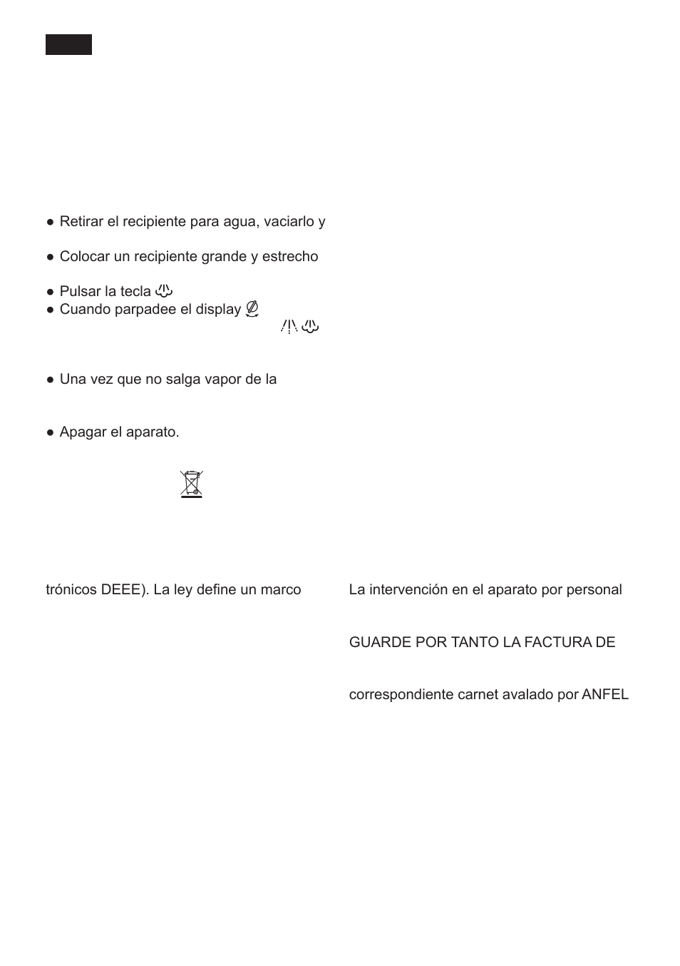 Protección contra la formación de hielo, Eliminación, Garantía | Siemens TK 54001 User Manual | Page 60 / 93