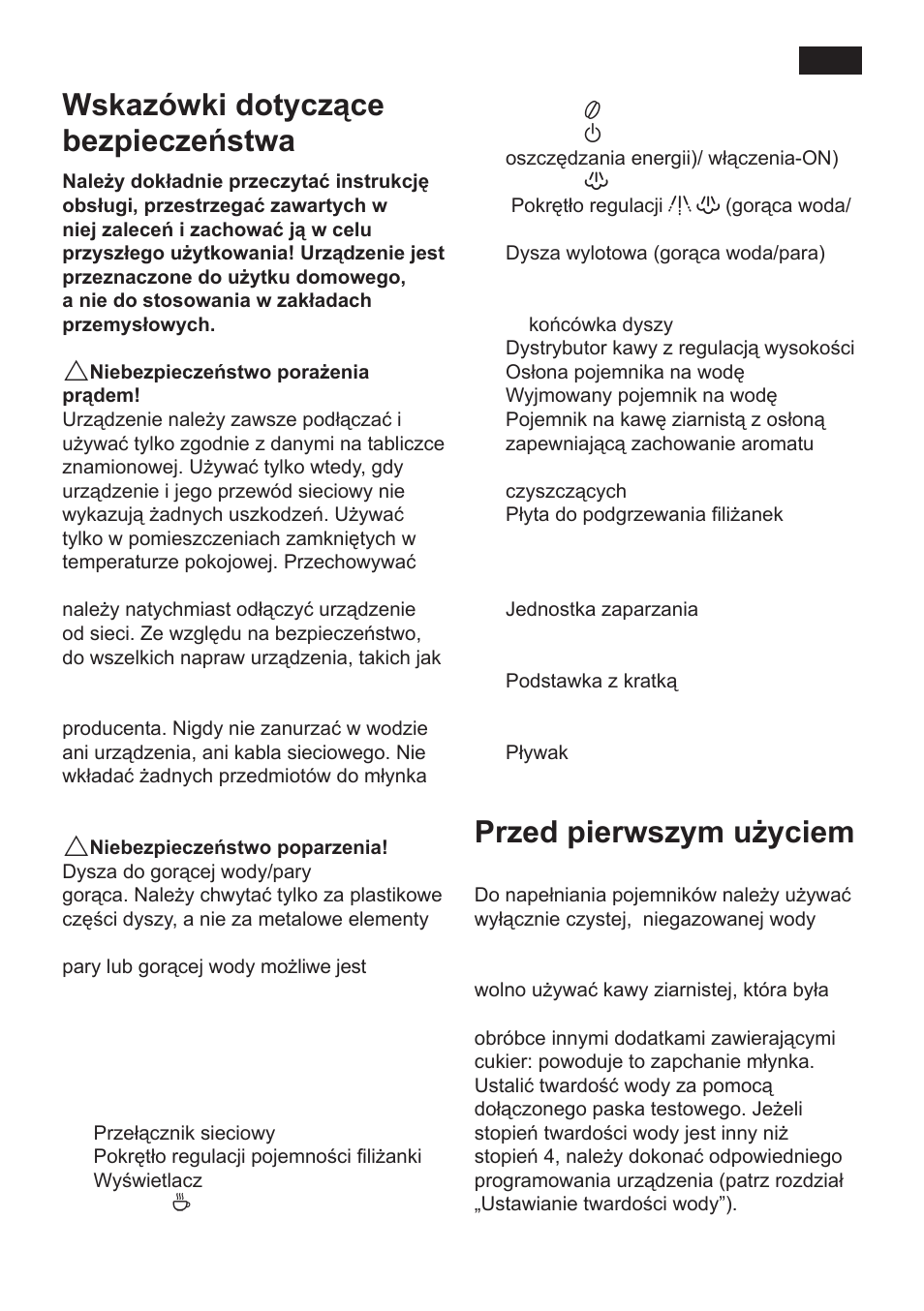 Wskazówki dotyczące bezpieczeństwa, Krótka informacja, Przed pierwszym użyciem | Siemens TK 54001 User Manual | Page 71 / 93
