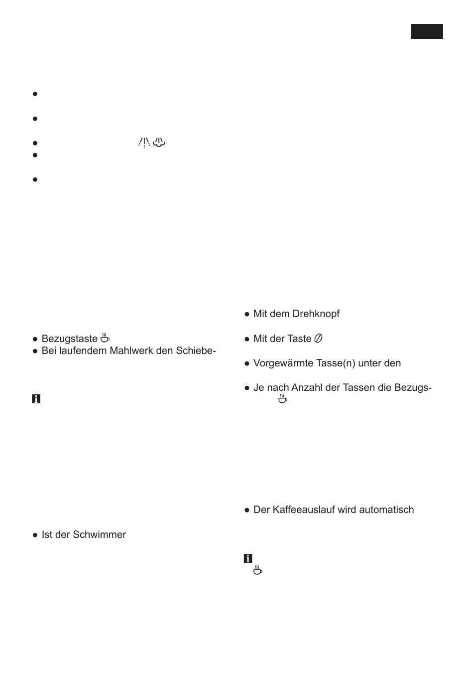 Zubereitung, Zubereitung mit kaffeebohnen | Siemens TK 54001 User Manual | Page 9 / 93